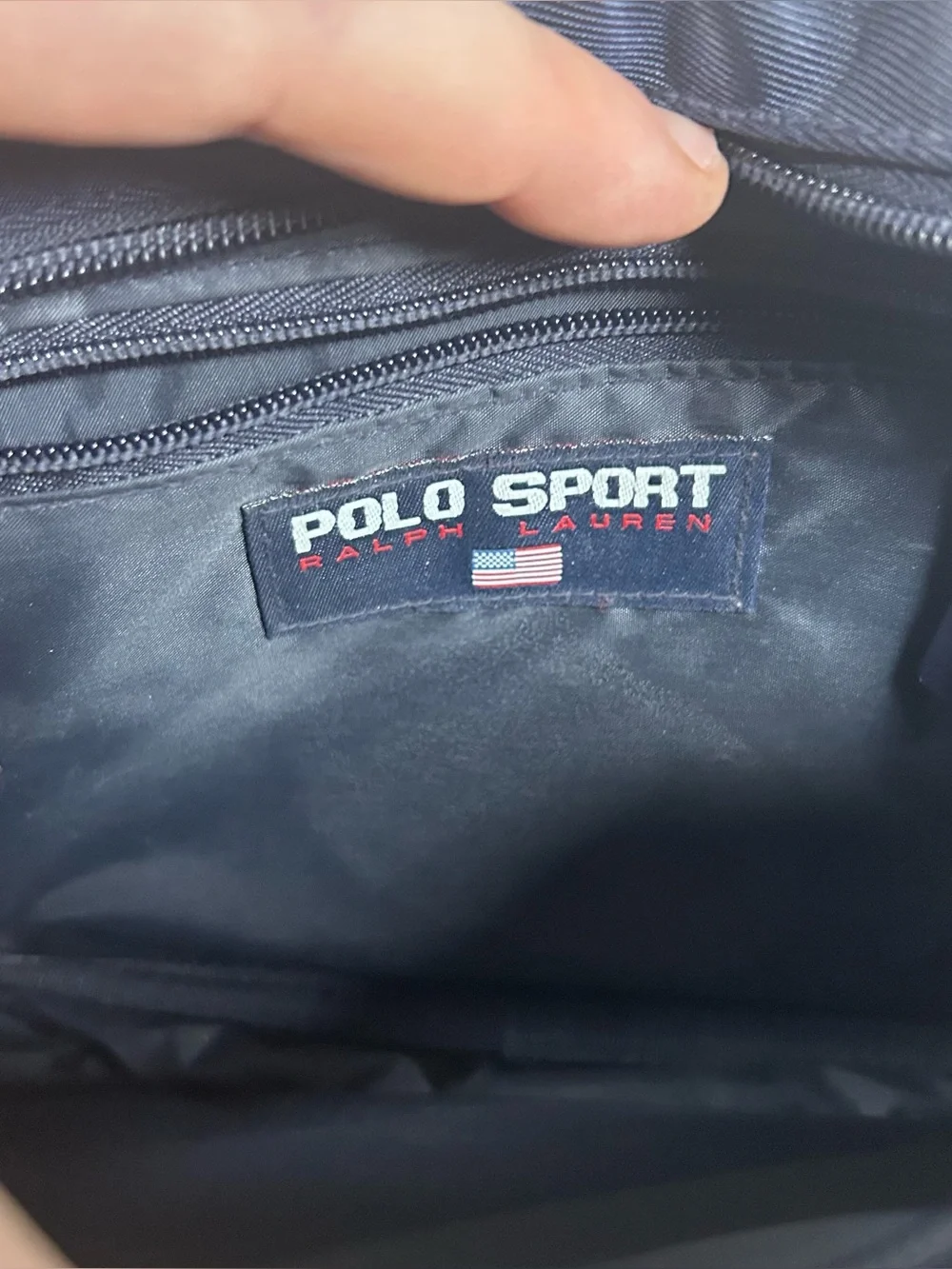 VTG Polo Sport Ralph Lauren Navy Blue Mini Crossbody Bag Nylon American Flag